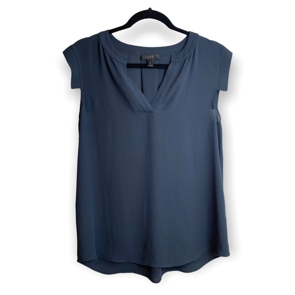 J. Crew Tops - J. Crew Capped Sleeve Slate Blue Blouse